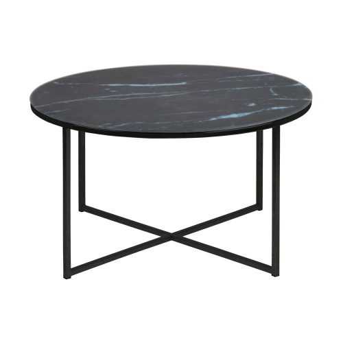 Alisma fekete dohányzóasztal márvány asztallappal