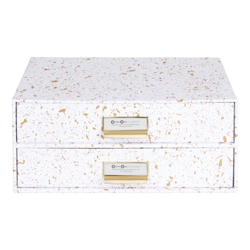 Birger aranyszínű-fehér doboz 2 fiókkal - Bigso Box of Sweden