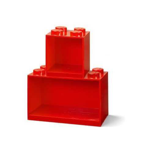 Brick 2 db-os gyerek piros fali polc szett - LEGO®