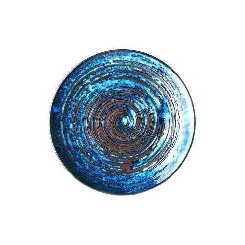 Copper Swirl kék kerámia tányér