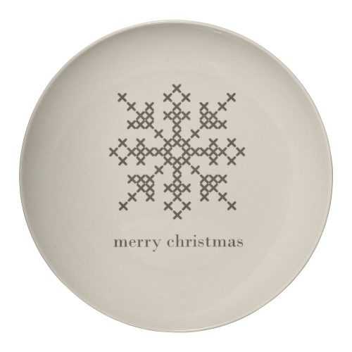 Cross Christmas fehér agyagkerámia tányér