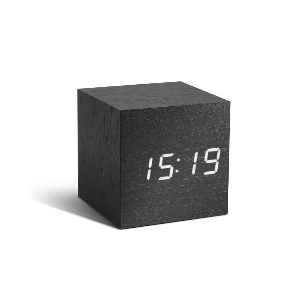 Cube Click Clock sötétszürke ébresztőóra fehér LED kijelzővel - Gingko