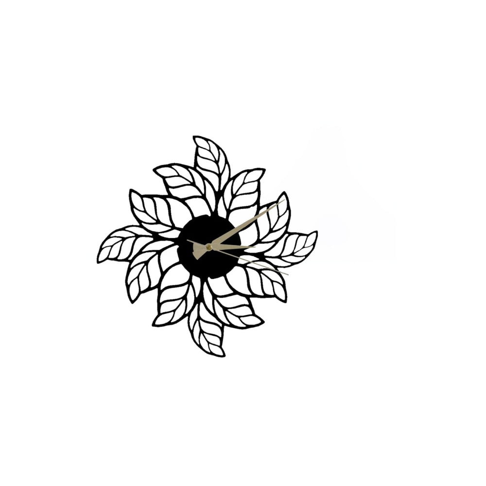 Glozis Leaves Clock fekete fém falióra