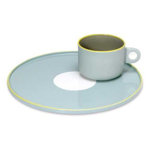 Greta kék agyagkerámia csésze és tányér