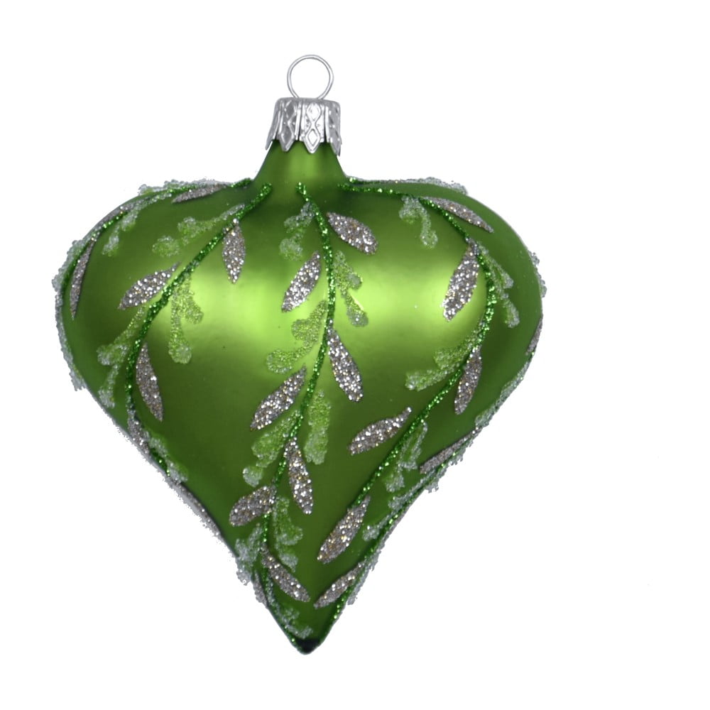 Heart 3 db-os zöld üveg karácsonyfadísz szett - Ego Dekor