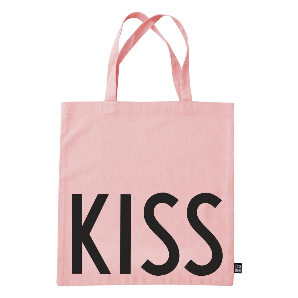 Kiss rózsaszín vászontáska - Design Letters
