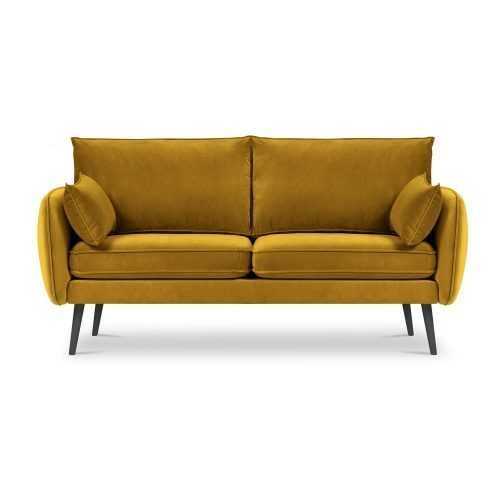 Lento sárga bársony kanapé fekete lábakkal