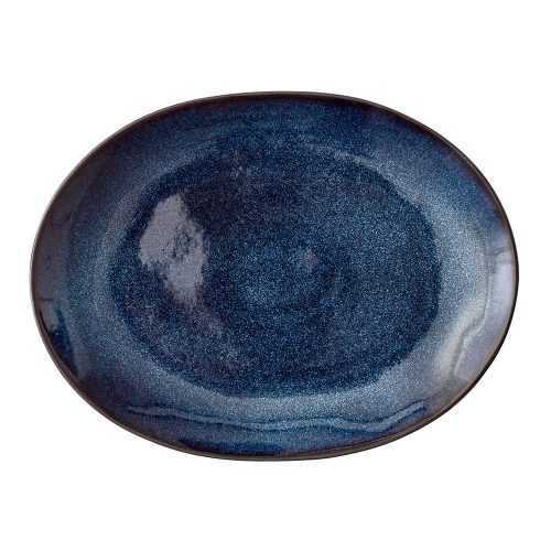 Mensa kék agyagkerámia szervírozó tányér