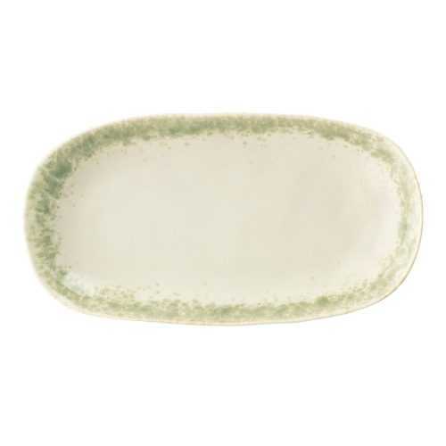 Paula zöld-fehér agyagkerámia szervírozó tányér