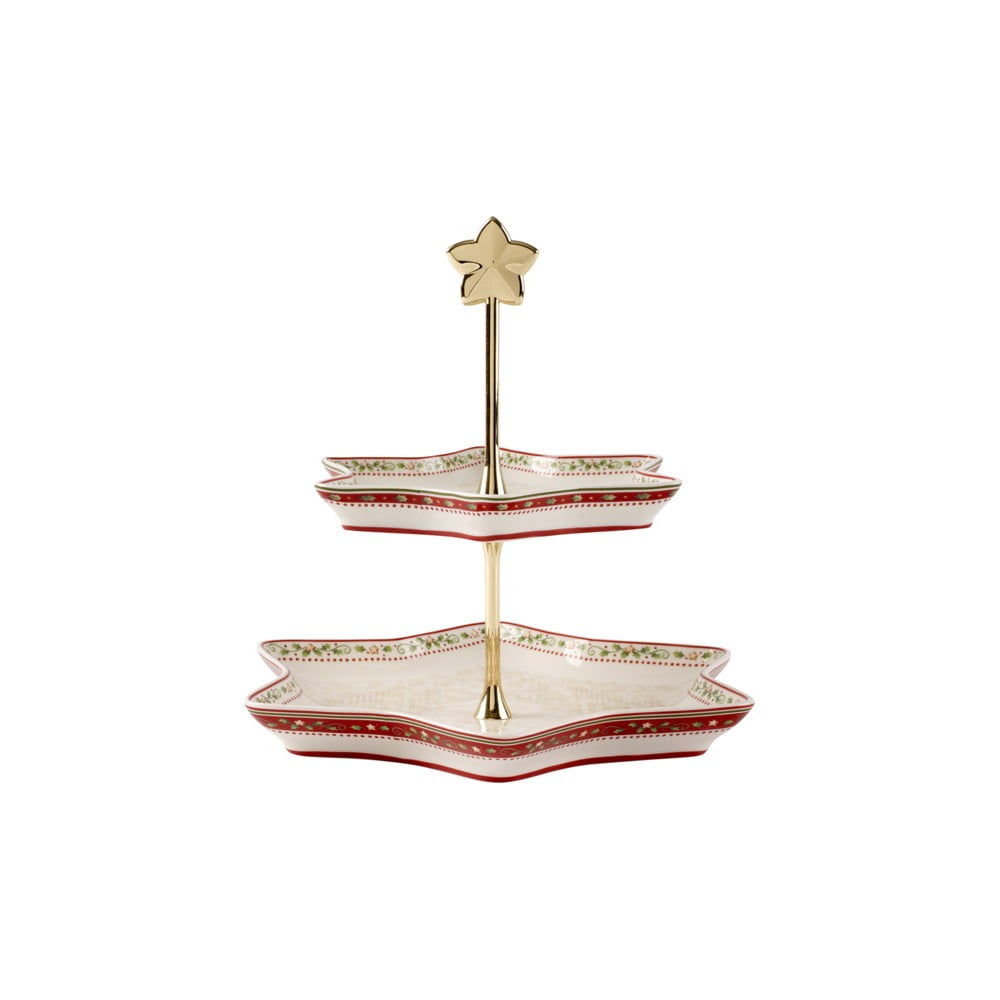 Piros-fehér porcelán emeletes tálca karácsonyi motívummal - Villeroy & Boch