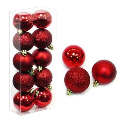 Piros karácsonyfadísz készlet 10 db-os ø 5 cm Navidad - Unimasa