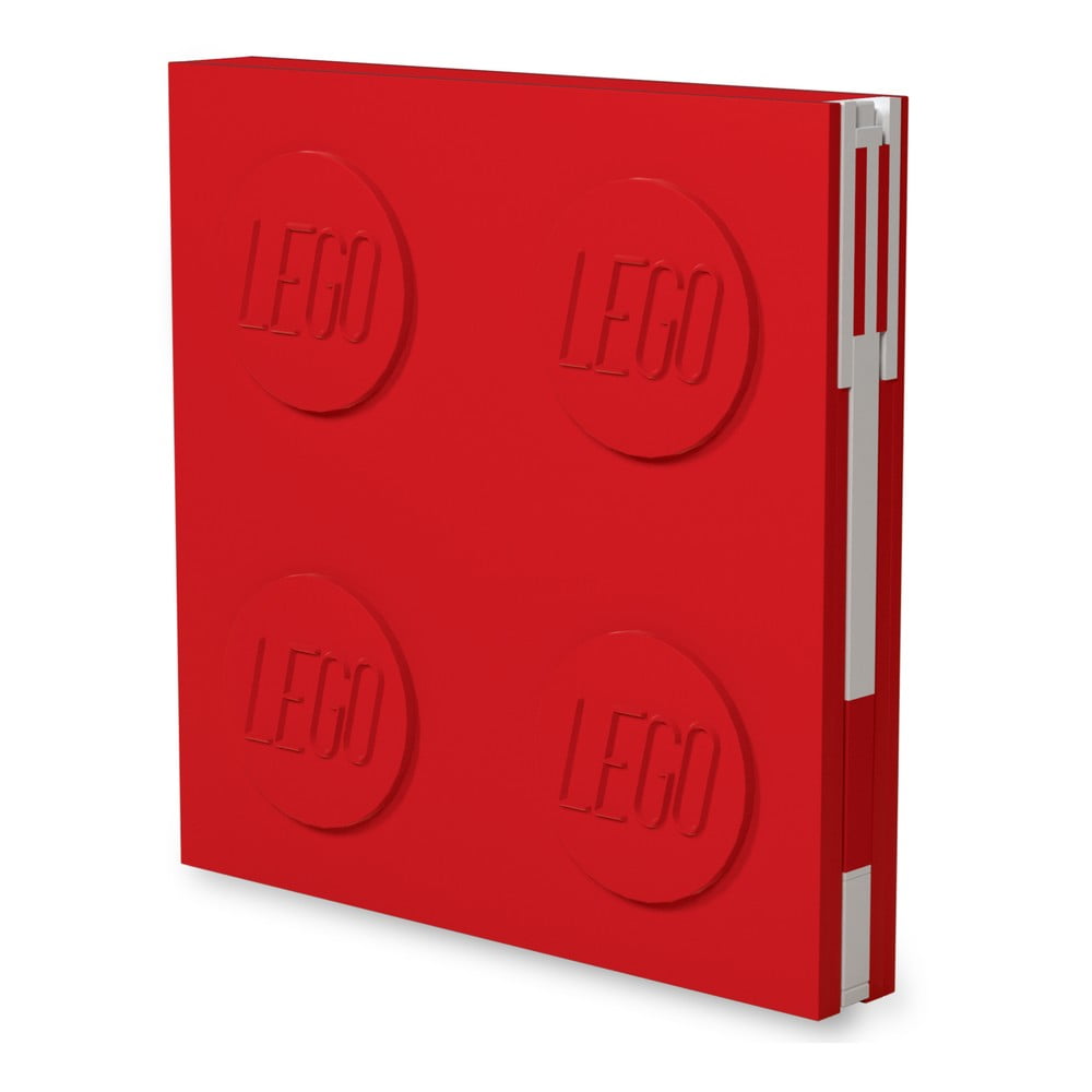 Piros négyszögletes jegyzetfüzet zselés tollal