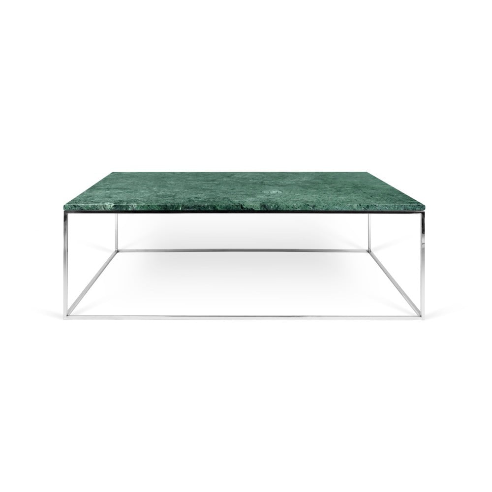 Prairie dohányzóasztal krómozott lábakkal és zöld márvány asztallappal