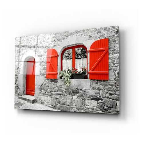 Red Door and Window üvegezett kép - Insigne