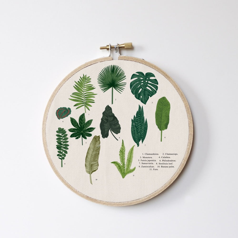 Stitch Hoop Leafes Index fali dekoráció
