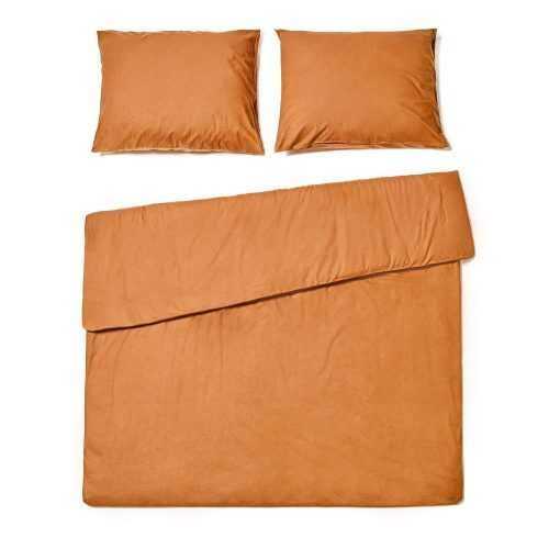 Terrakotta narancssárga kétszemélyes kőmosott pamut ágynemű