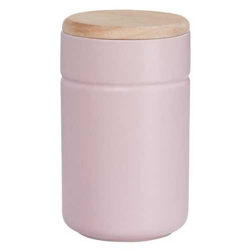 Tint rózsaszín porcelán doboz fa fedéllel