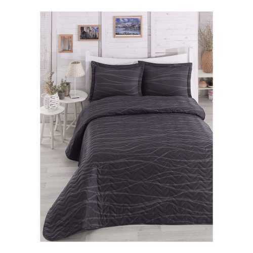 Verda Grey sötétszürke kétszemélyes steppelt ágytakaró párnahuzattal