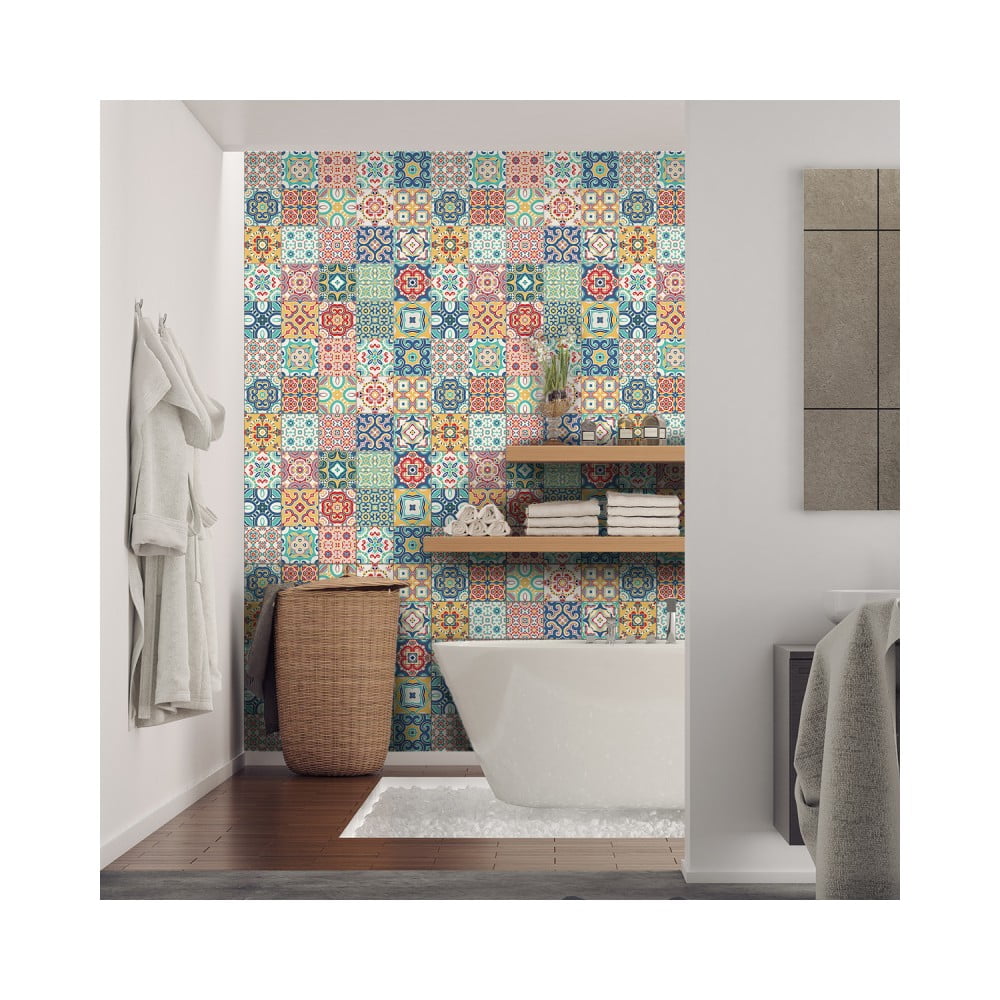 Wall Decal Cement Tiles Montanares 60 db-os falmatrica szett