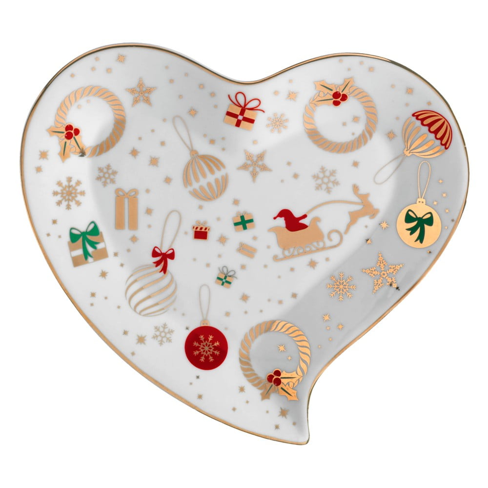 Alleluia szív formájú porcelán tálaló tányér