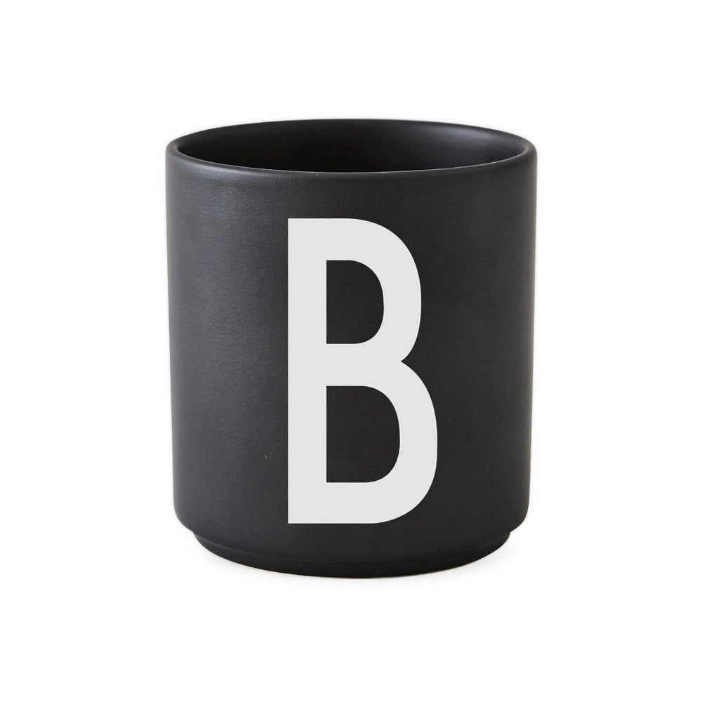 Alphabet B fekete porcelánbögre