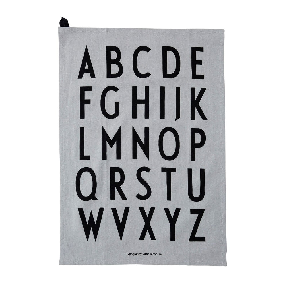Alphabet szürke pamut törölköző