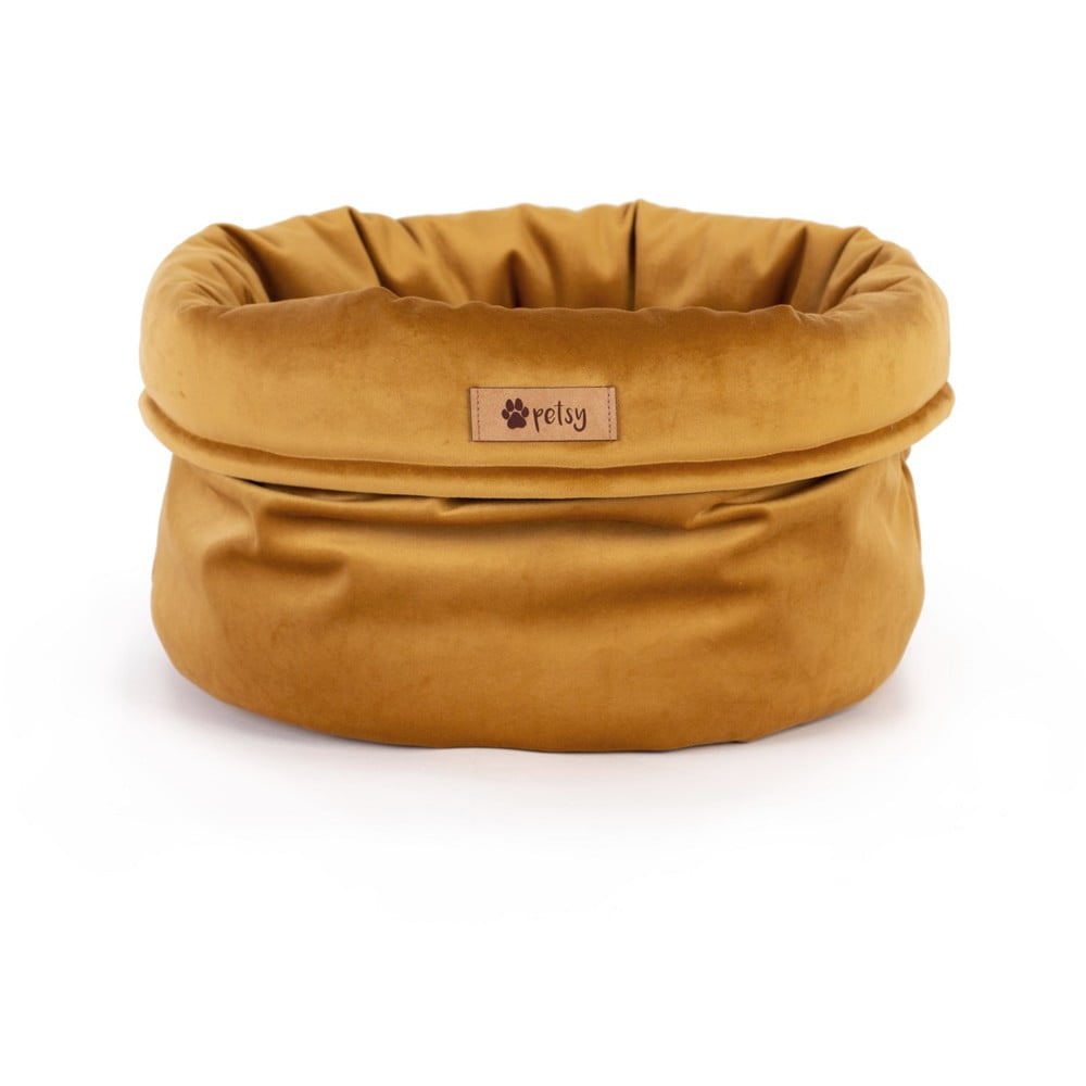 Aranyszínű bársony fekhely ø 40 cm Basket Royal - Petsy