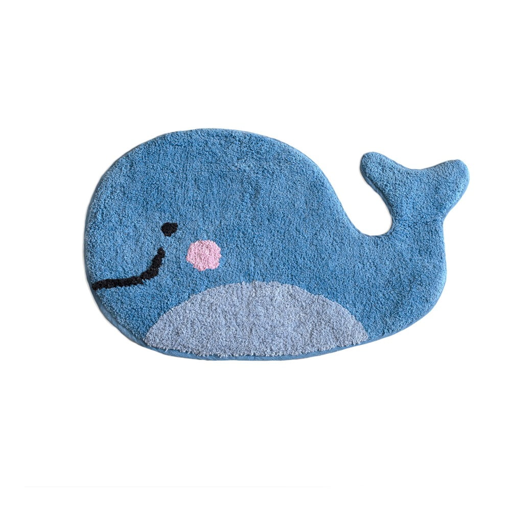 Blue Whale kék pamut fürdőszobai kilépő