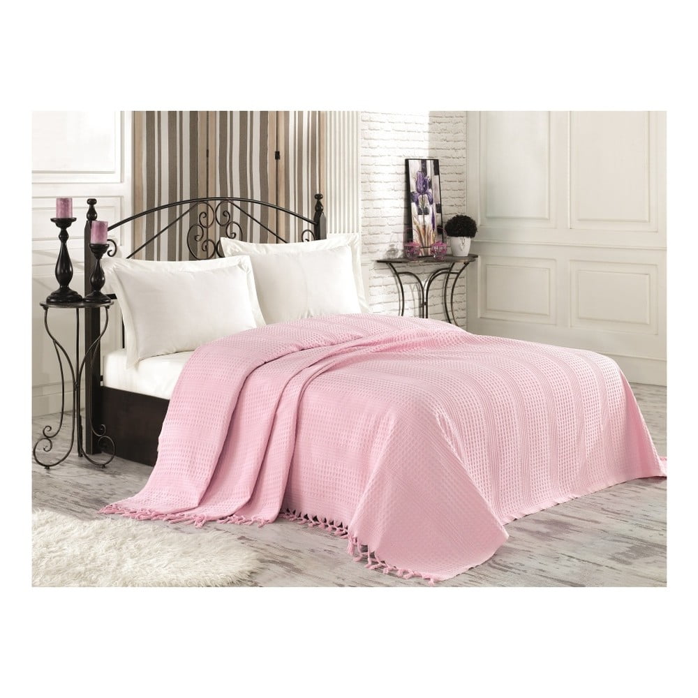 Clemence kétszemélyes rózsaszín pamut ágytakaró