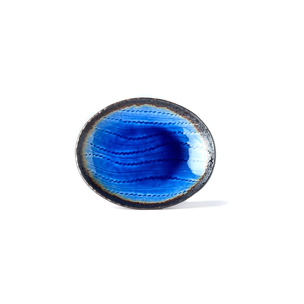 Cobalt kék ovális kerámia tányér