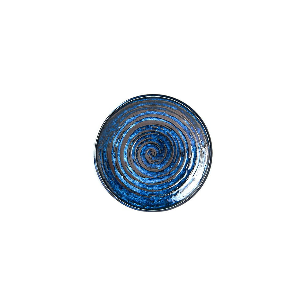 Copper Swirl kék kerámia tányér