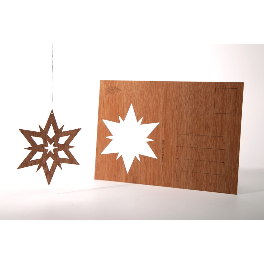 Fából készült csillag motívumos képeslap