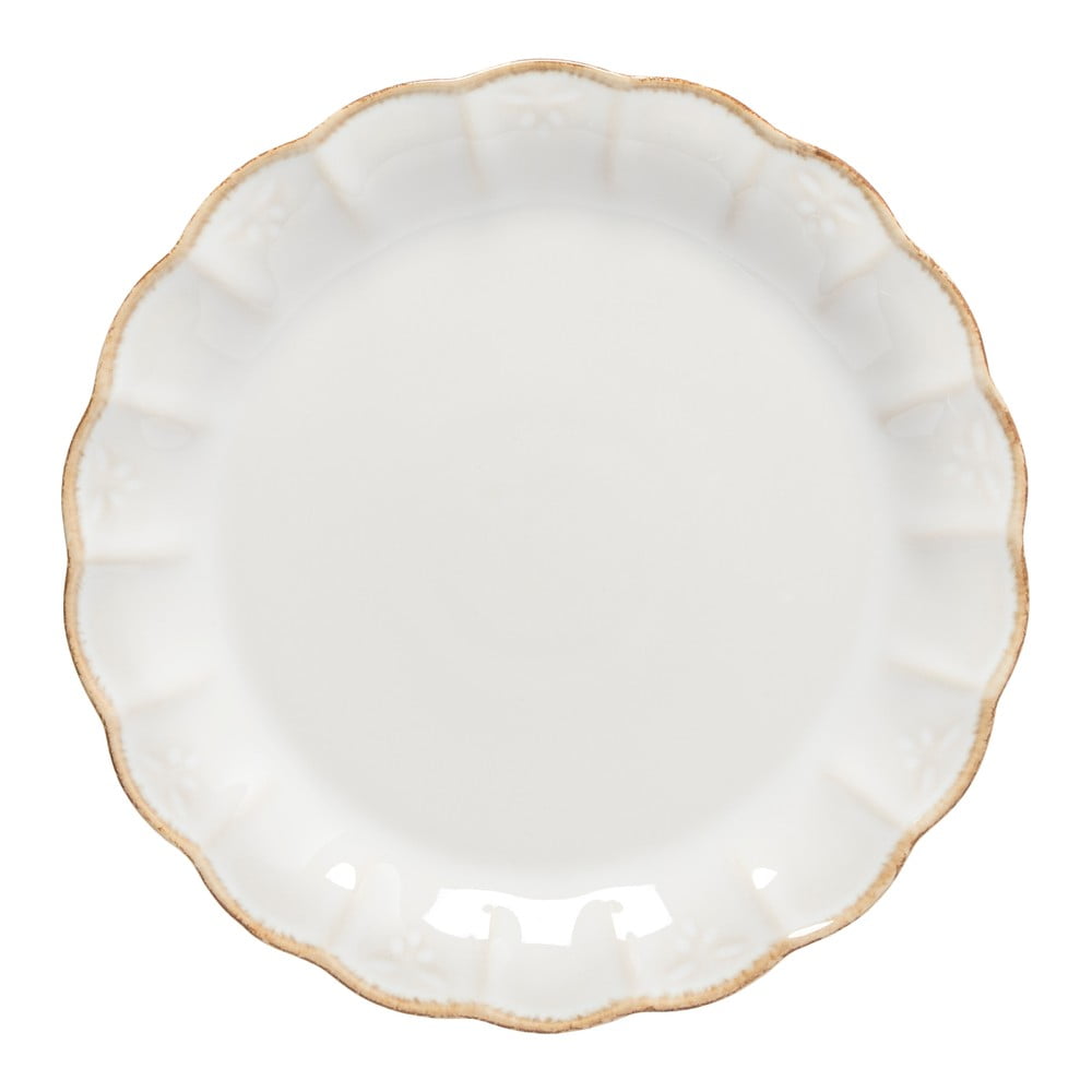 Fehér agyagkerámia desszertes tányér