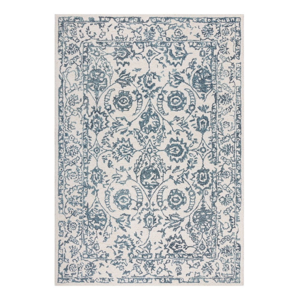 Fehér-kék gyapjú szőnyeg 170x120 cm Yasmin - Flair Rugs