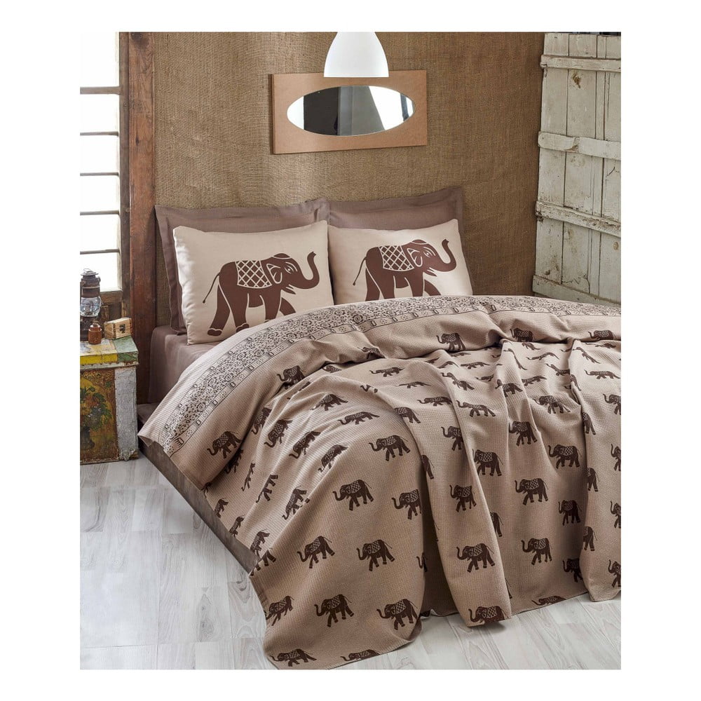 Fil könnyű kétszemélyes barna ágytakaró