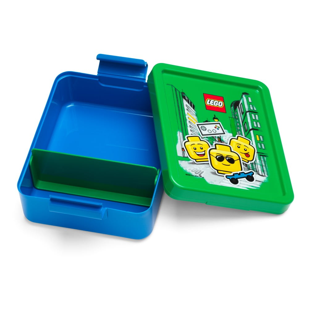 Iconic kék uzsonnásdoboz zöld fedéllel - LEGO®