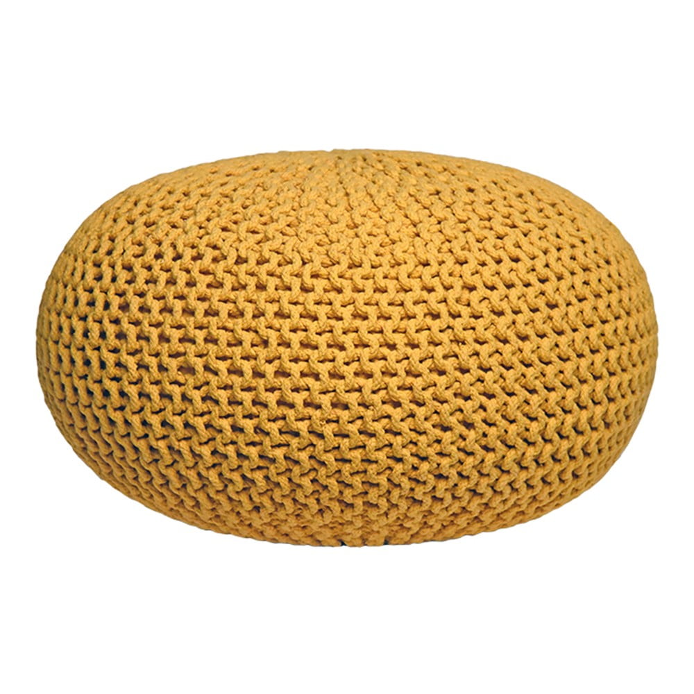Knitted XL sárga kötött puff