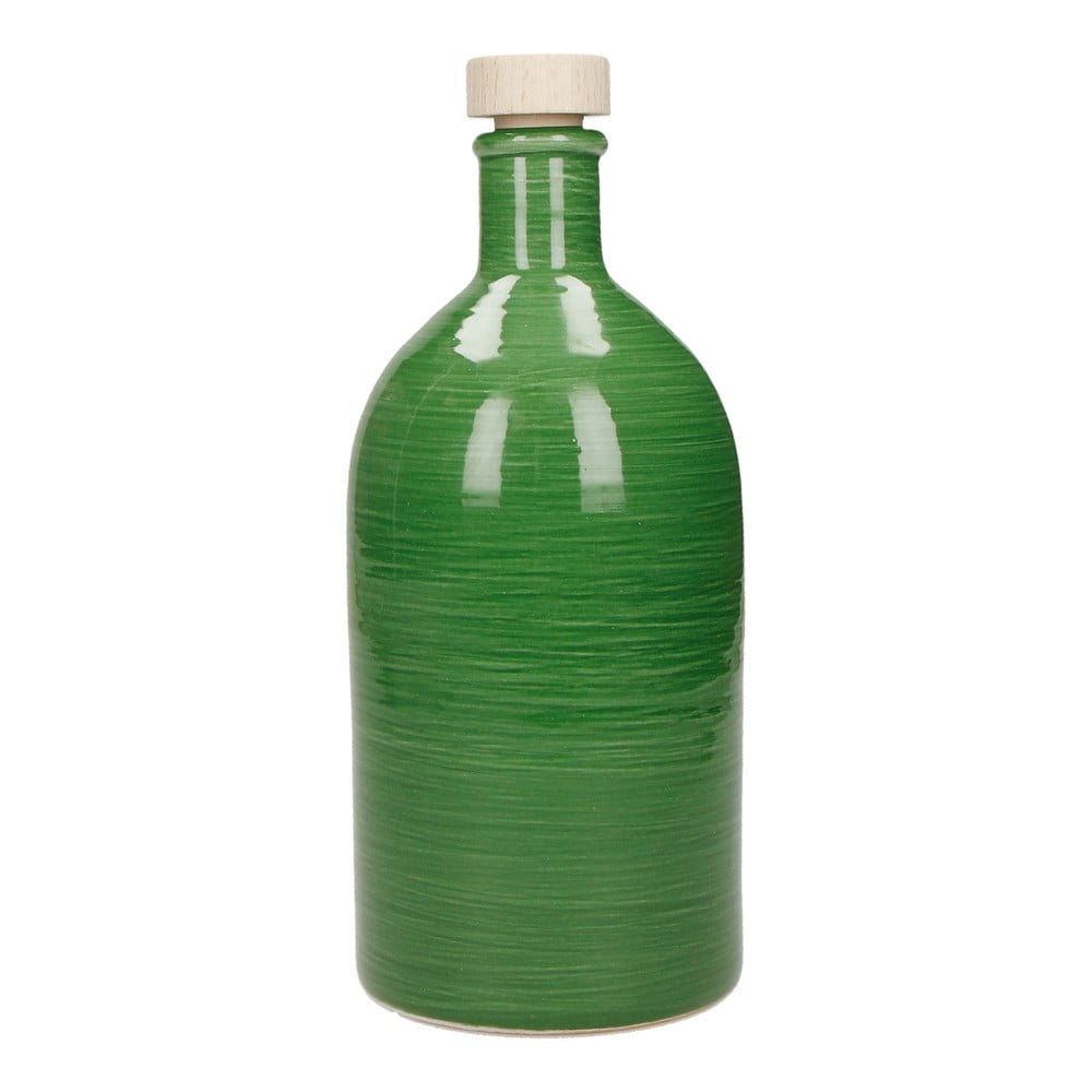 Maiolica zöld olajtartó palack