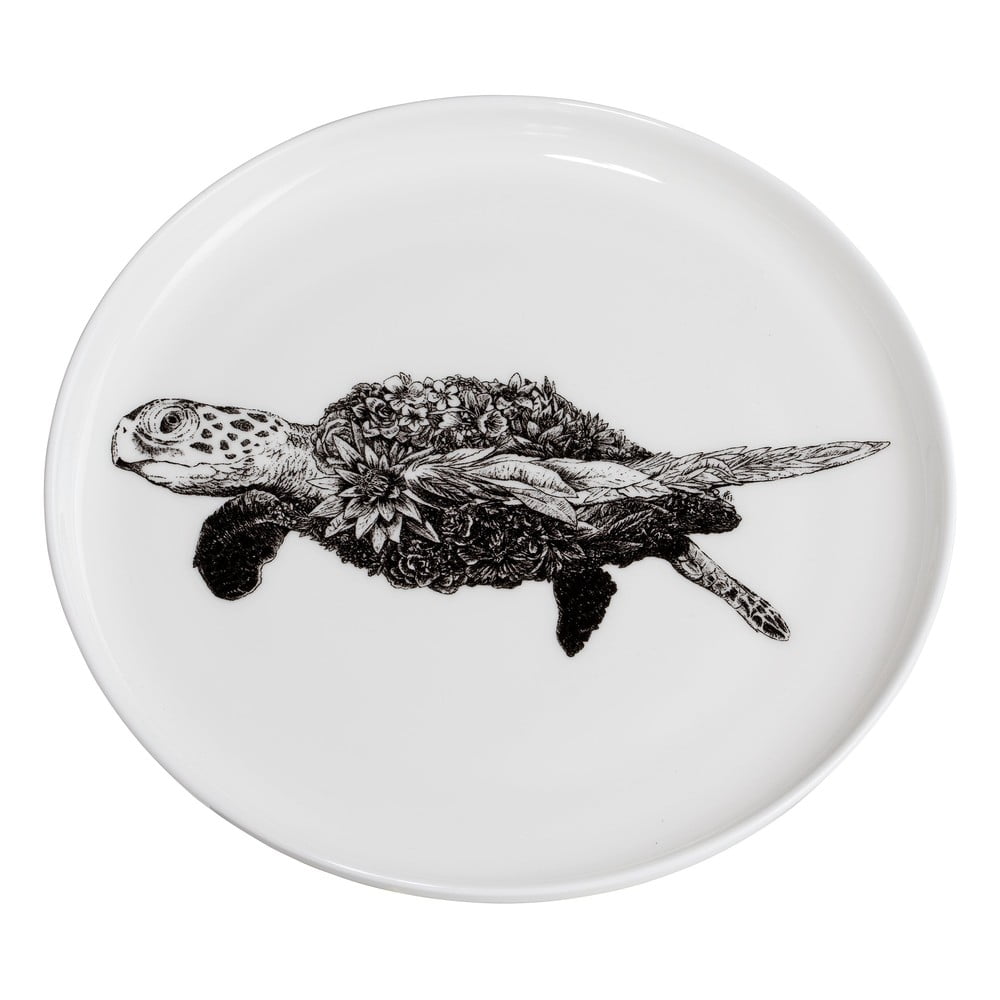 Marini Ferlazzo Sea Turtle fehér porcelán tányér