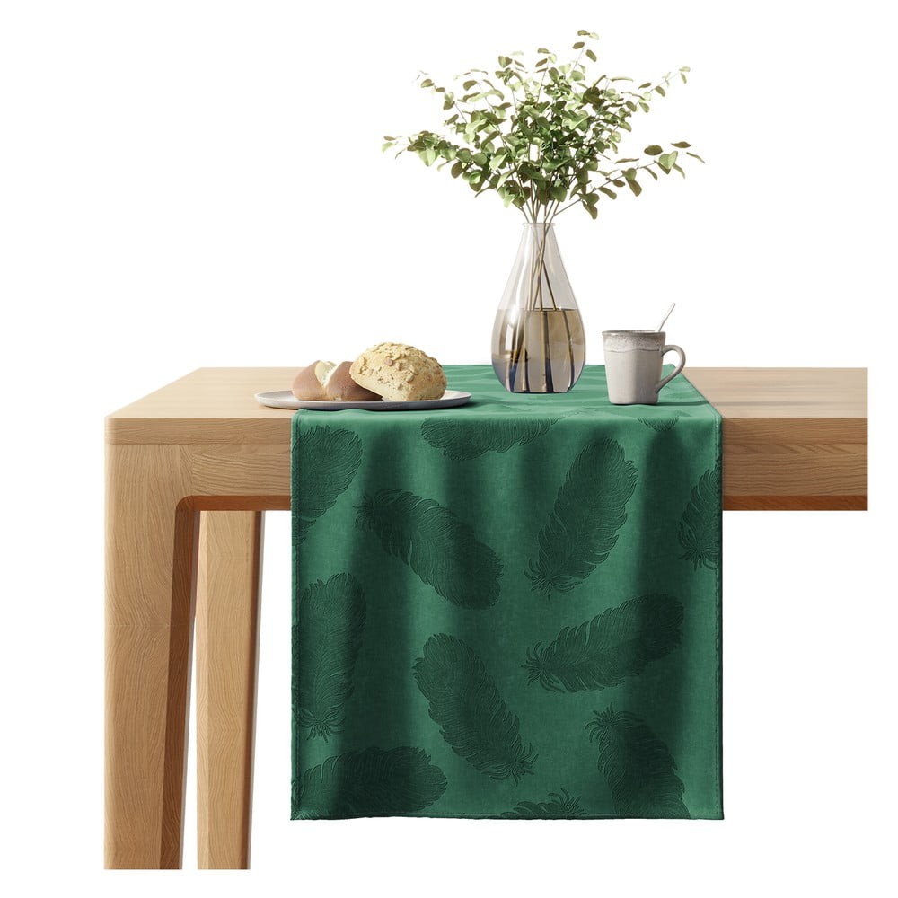 Peacock zöld asztali futó bársonyos felülettel