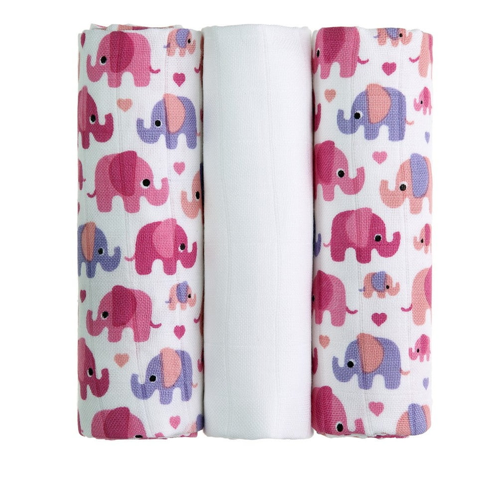 Pink Elephants 3 db textilpelenka