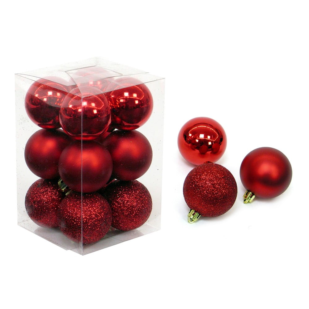Piros karácsonyfadísz készlet 12 db-os Navidad - Unimasa