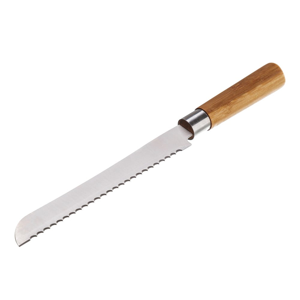Rozsdamentes acél kenyérszeletelő kés bambusz nyéllel