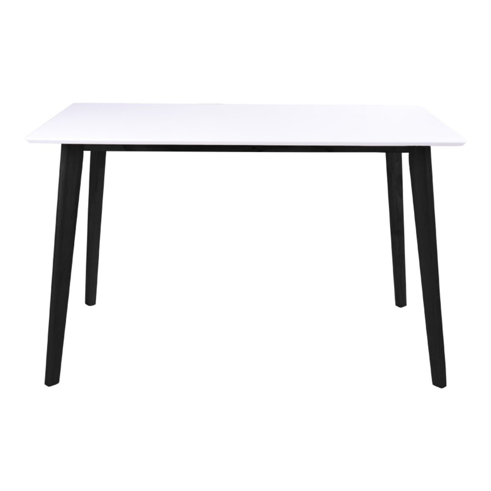 Vojens kaucsukfa étkezőasztal fehér asztallappal és fekete lábakkal