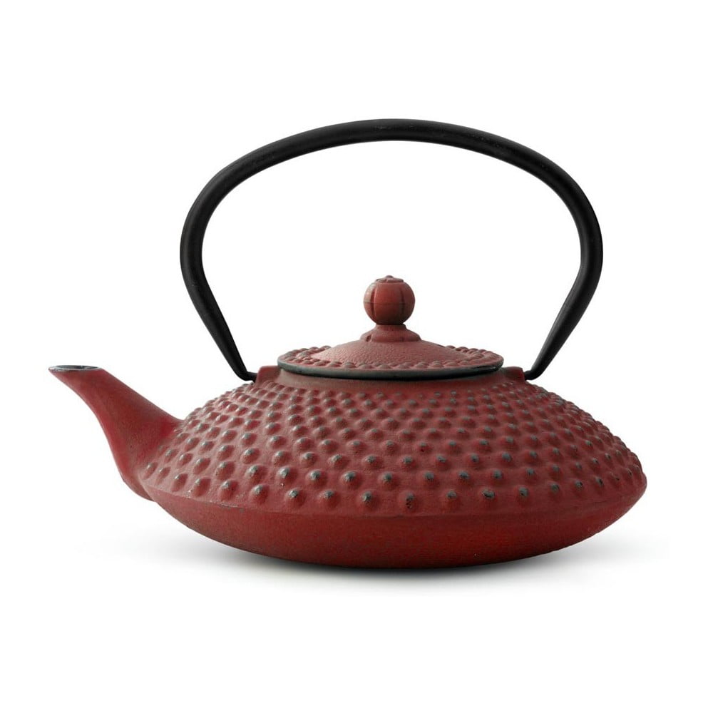 Xilin piros öntöttvas teáskanna szűrővel