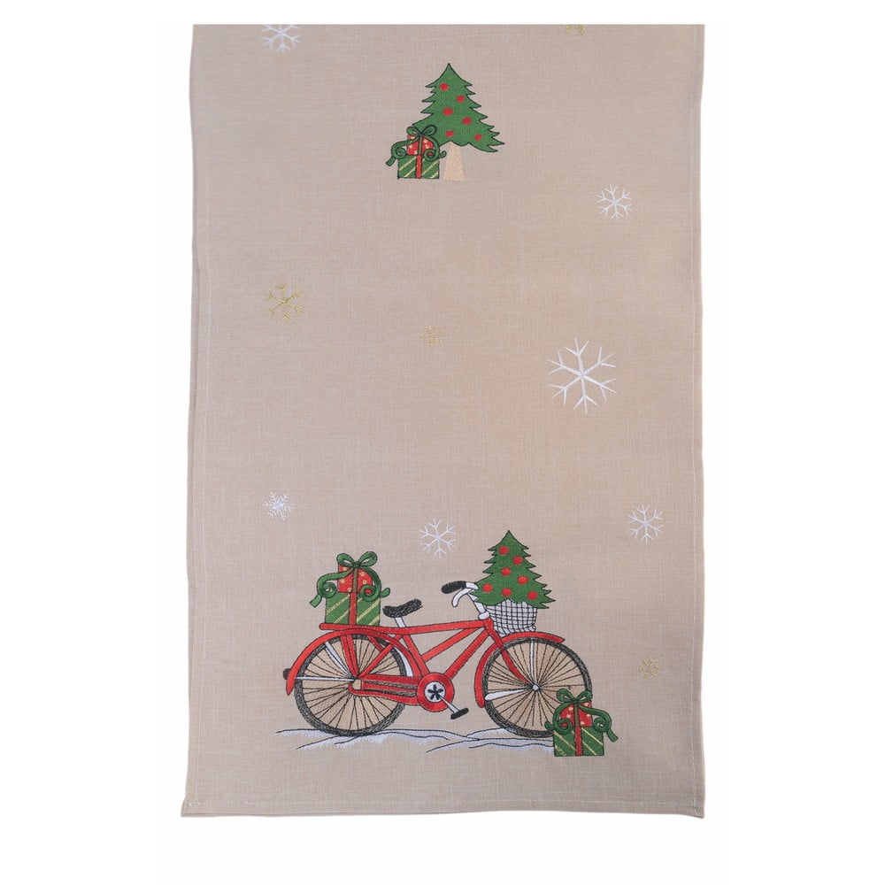 Xmas Bicycle bézs karácsonyi asztali futó