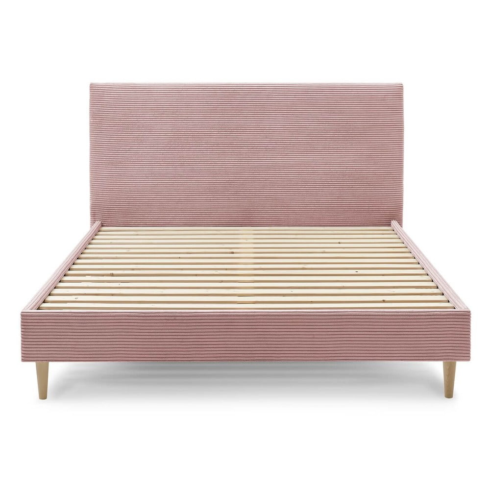 Anja Light rózsaszín kordbársony kétszemélyes ágy