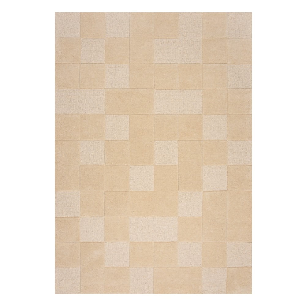 Bézs gyapjú szőnyeg 230x160 cm Checkerboard - Flair Rugs