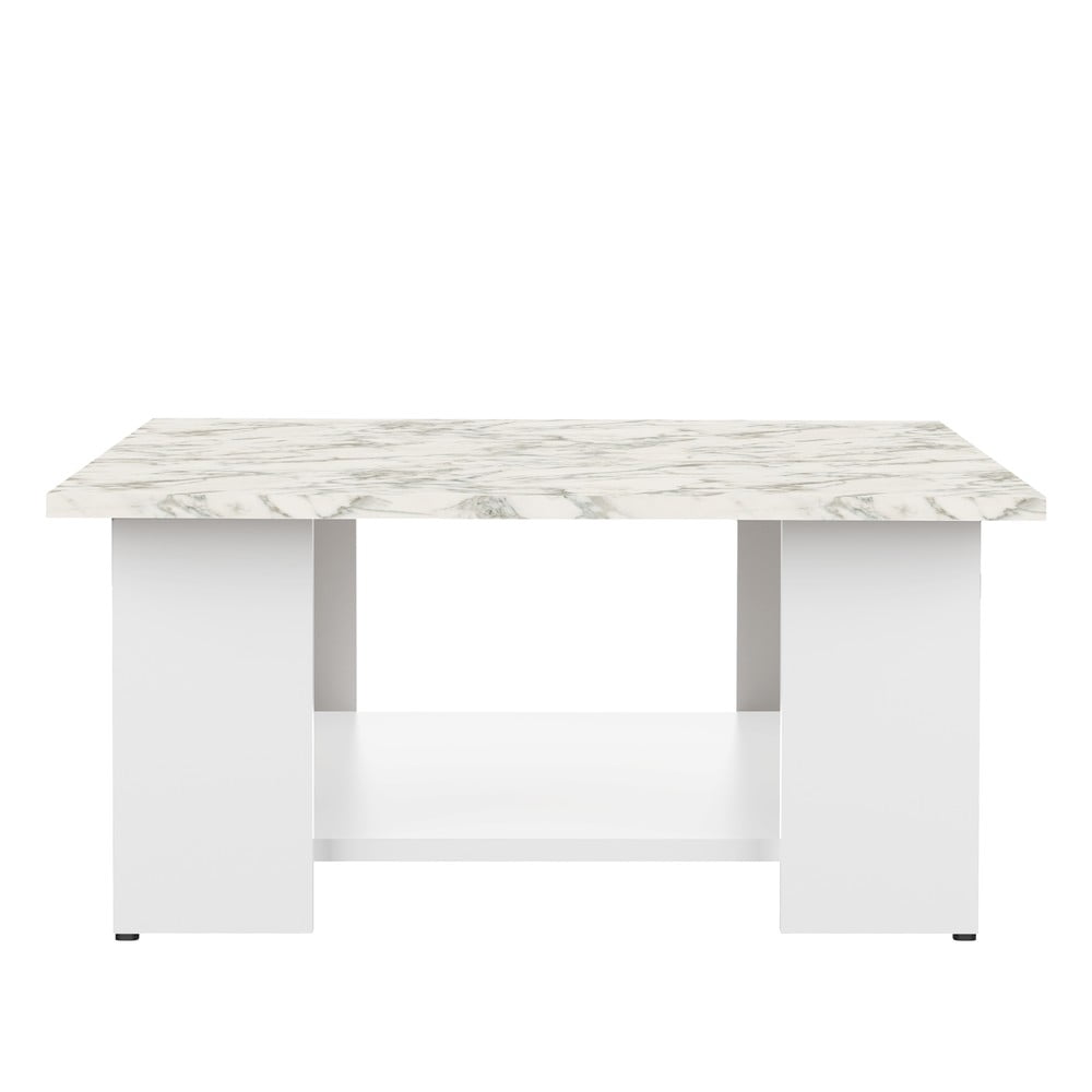 Fehér dohányzóasztal márvány dekoros asztallappal 67x67 cm Square - TemaHome France