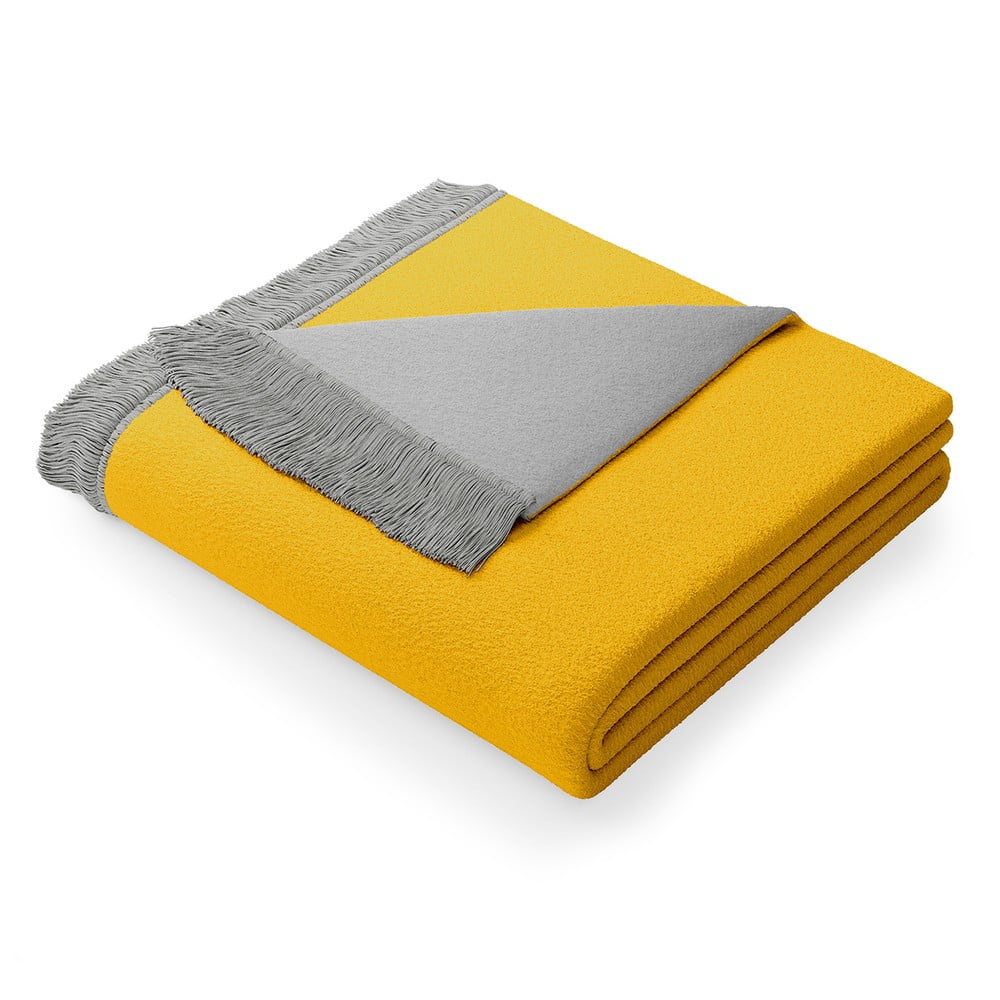 Franse sárga-szürke pamutkeverék takaró